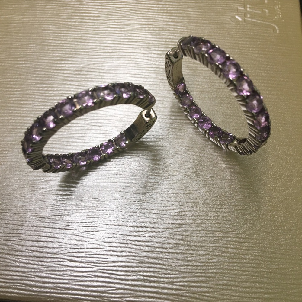 Amethyst inside out hoop